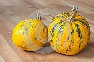 Pumpkin on a wooden weathered floor