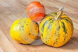 Pumpkin on a wooden weathered floor