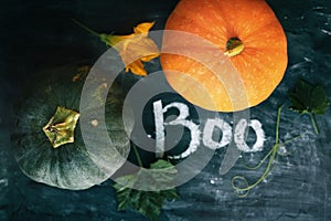 Pumpkins with Boo sign