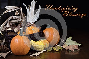 Pumpkins and Corn for Thanksgiving Decor