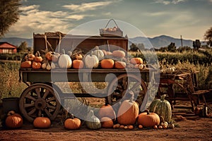 Pumpkins on a farm.