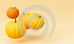 Pumpkins floating in the air. autumn and october concept