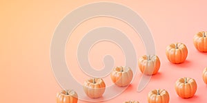 Pumpkins on gradient background for advertising on autumn holidays or sales, 3d banner render