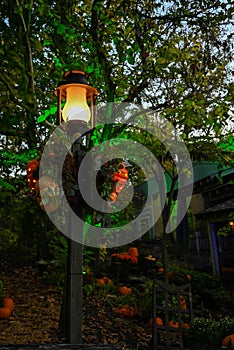 Pumpkins lite up for a festival in the Ozarks of Missouri, USA