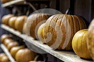 pumpkins on a market in autumn