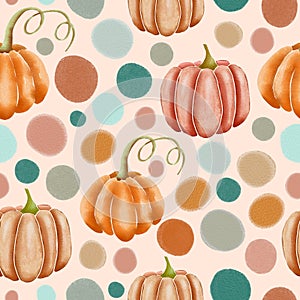 Pumpkins on pink repeating pattern