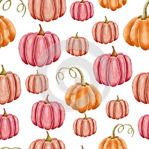 Pumpkins on white repeating pattern