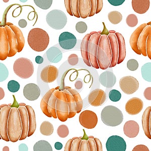 Pumpkins on white repeating pattern