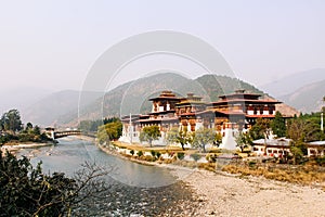 The sideview of Punakha Dzong in Bhutan photo