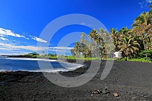 Punaluu black sand beach, Big Island, Hawaii.