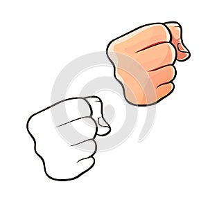 Punch. Blow fist. Force gesture arm. Vector illustration.