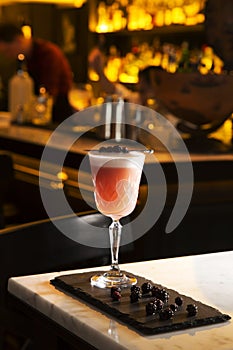 Punch and cocktail drink serve on bar