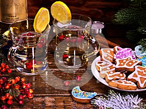 Punch drink with Christmas gingerbread cookie.