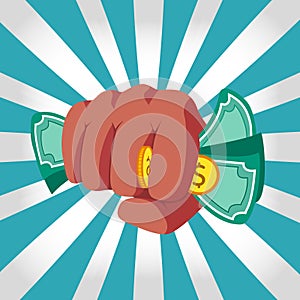 Punch fist with money vector