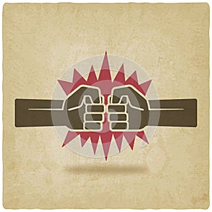 Punch fists fight symbol old background