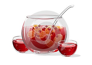 Punch in glass bowl. Vector illustration. photo