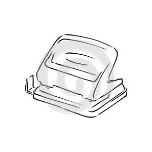 Punch hole, sketch. stationery hole punch, vector sketch illustration