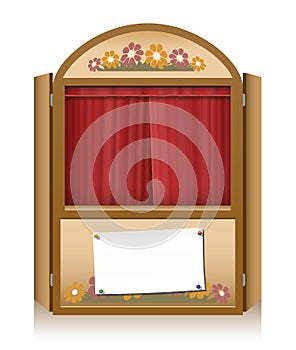 Punch and Judy Booth Brown Closed Curtain