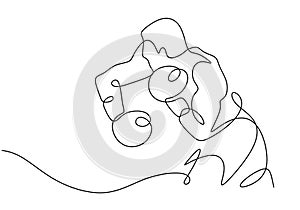 punch one line drawing, boxer punching with his hand. Continuous hand drawn line art, vector illustration isolated editable stroke
