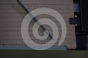 The punched card of an old device