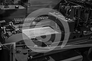 The punched card of an old device