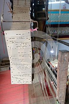 Punched cards that program a Jacquard loom