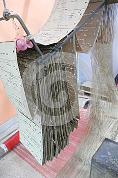 Punched cards that program a Jacquard loom
