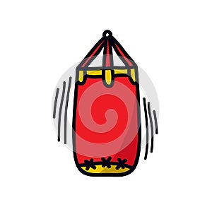 Punching bag doodle icon, vector illustration