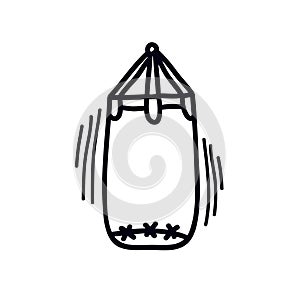 Punching bag doodle icon, vector illustration