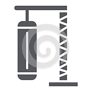Punching bag glyph icon, sport and kick, boxing sign, vector graphics, a solid pattern on a white background.