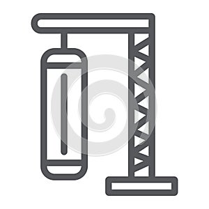 Punching bag line icon, sport and kick, boxing sign, vector graphics, a linear pattern on a white background.