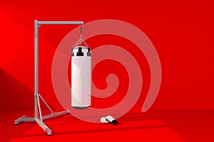 Punching bag with red wall