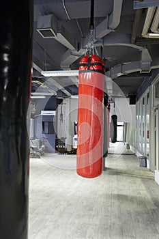 Punching bags in a gym