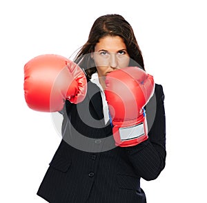 Punching business woman