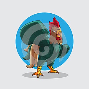 Punching kungfu chicken illustration