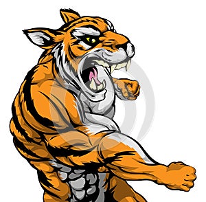 Punching tiger mascot