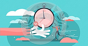 Punctual vector illustration. Flat tiny precision timing persons concept. photo