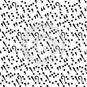 Punctuation marks seamless pattern on white background. Simple vector drawing school theme for stationery