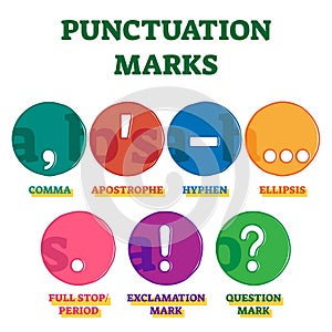 Punctuation marks system vector illustration example set