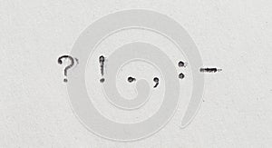 Punctuation marks from typewriter. Vintage font