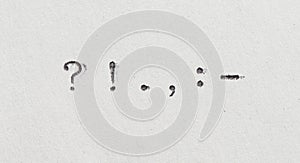 Punctuation marks from typewriter. Vintage font photo