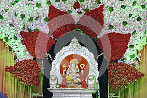 Pune, Maharashtra, 2 September 2022, People and devotee at famous Kasba Ganpati during Ganpati Festival 2022