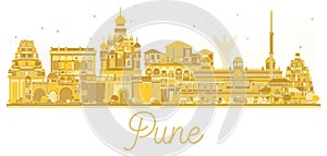 Pune skyline golden silhouette.