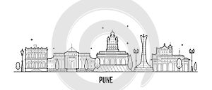 Pune skyline Maharashtra India city linear vector