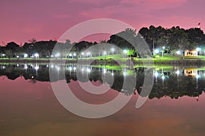 Punggol Park with reflections by night