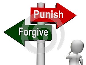 Punish Forgive Signpost Shows Punishment
