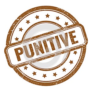 PUNITIVE text on brown grungy vintage round stamp photo