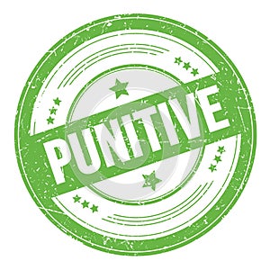 PUNITIVE text on green round grungy stamp