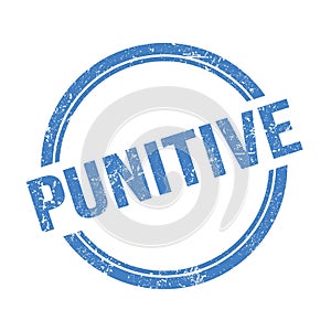 PUNITIVE text written on blue grungy round stamp photo