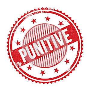 PUNITIVE text written on red grungy round stamp photo